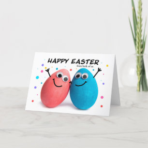 Cartes Pour Fêtes Annuelles Bonne Pâques de nous deux mignons Couple d'Oeuf