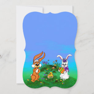 Cartes Pour Fêtes Annuelles Bonne Pâques ! Lapin avec lapin et poussin