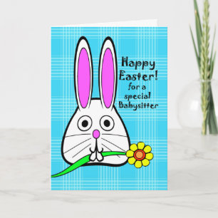 Cartes Pour Fêtes Annuelles Bonne Pâques pour Babysitter, lapin mignon et fleu