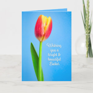 Cartes Pour Fêtes Annuelles Bonne Pâques pour tous Belle Tulipe sur Bleu