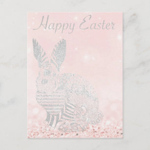 Cartes Pour Fêtes Annuelles Bonne Pâques Salutation Parties scintillant lapin