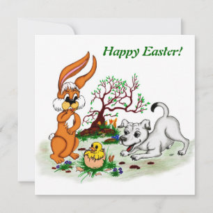 Cartes Pour Fêtes Annuelles Bonne Pâques ! Welpe, Küken, Hase