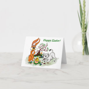 Cartes Pour Fêtes Annuelles Bonne Pâques ! Welpe, Küken, Hase