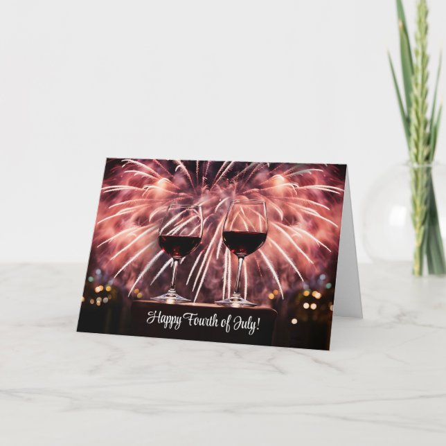 Cartes Pour Fêtes Annuelles Bonne quatrième 4 juillet avec feux d'artifice de  (Devant)