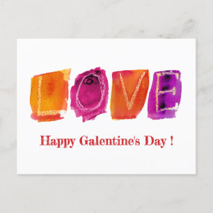 Cartes Pour Fêtes Annuelles Bonne Saint-Galentin   Aquarelle 'LOVE' Moderne