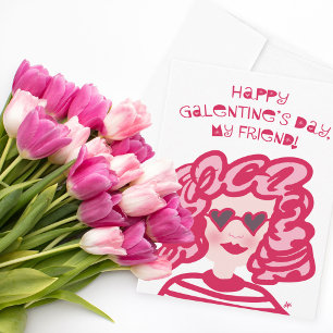 Cartes Pour Fêtes Annuelles Bonne Saint-Galentin mignonne Dame rouge et rose
