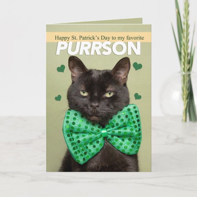Cartes Pour Fêtes Annuelles Bonne Saint Patrick pour tous mignons Chat noir (Devant)