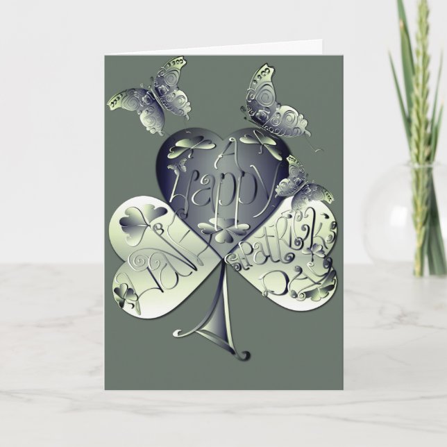 Cartes Pour Fêtes Annuelles "Bonne Saint Patrick" Shamrock (Devant)