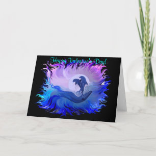 Cartes Pour Fêtes Annuelles Bonne Saint Valentin - Dauphins au clair de lune