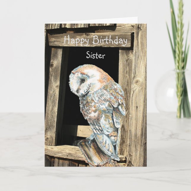 Cartes Pour Fêtes Annuelles Bonne Soeur d'anniversaire Aquarelle Chouette d'ét (Devant)