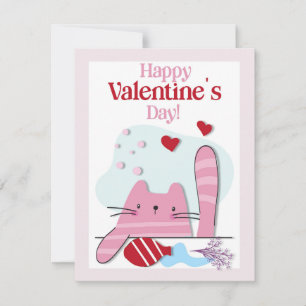 Cartes Pour Fêtes Annuelles Bonne Valentines Day Pink Cat Kitten Card
