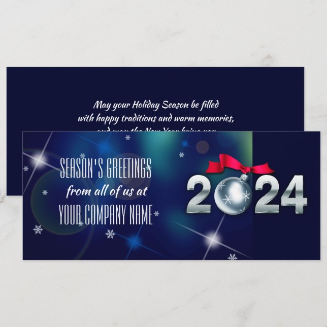 Cartes Pour Fêtes Annuelles Bonnes Fêtes 2024. Entreprise (Devant / Derrière)