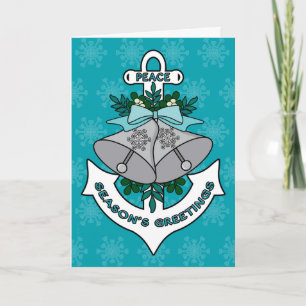 Cartes Pour Fêtes Annuelles Bonnes Fêtes Ancre, cloches et flocons de neige