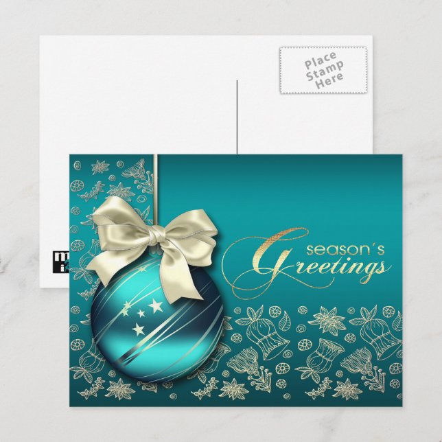 Cartes Pour Fêtes Annuelles Bonnes Fêtes. Bauble de Noël (Devant / Derrière)