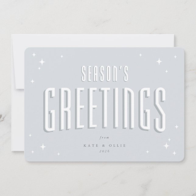 Cartes Pour Fêtes Annuelles Bonnes Fêtes bleu pâle Étoiles rétro Appartement (Devant)