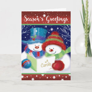 Cartes Pour Fêtes Annuelles Bonnes Fêtes, Carol Singer Snowman & femme