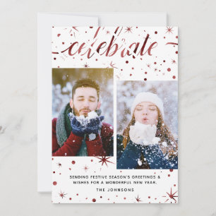 Cartes Pour Fêtes Annuelles BONNES FÊTES CÉLÉBRÉES Typographie 2-Photo