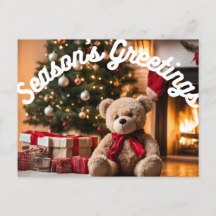 Cartes Pour Fêtes Annuelles Bonnes Fêtes Cheminée Teddy Bear Cadfts