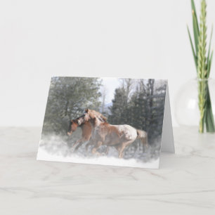 Cartes Pour Fêtes Annuelles Bonnes Fêtes Chevaux en Neige