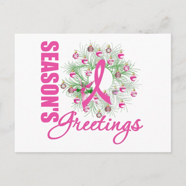 Cartes Pour Fêtes Annuelles Bonnes Fêtes couronne de ruban rose (Devant)