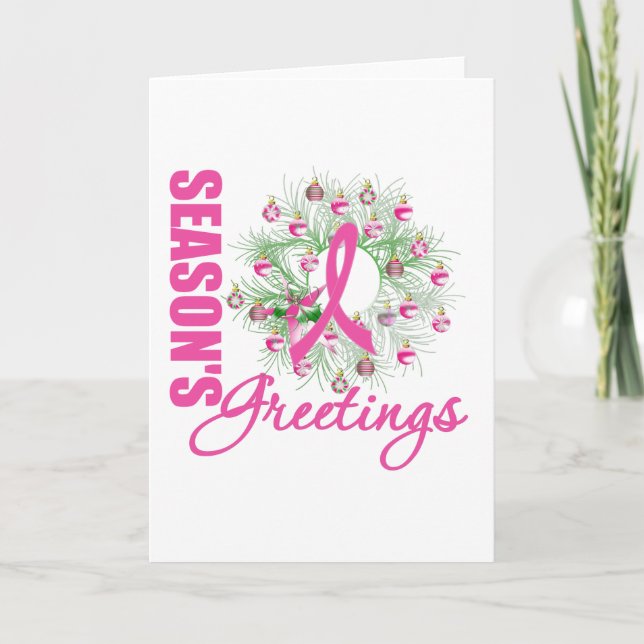 Cartes Pour Fêtes Annuelles Bonnes Fêtes couronne de ruban rose (Devant)