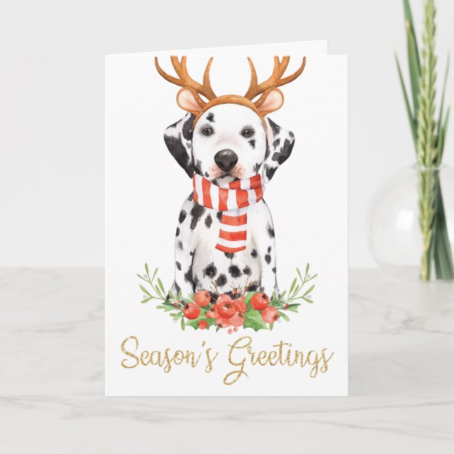 Cartes Pour Fêtes Annuelles Bonnes Fêtes dalmatiennes de Noël de chien (Devant)