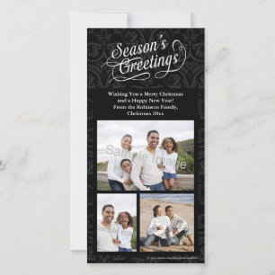 Cartes Pour Fêtes Annuelles Bonnes Fêtes Damas noires et blanches