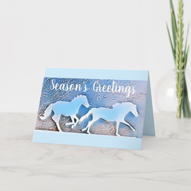Cartes Pour Fêtes Annuelles Bonnes Fêtes de Cheval Sauvage Noël (Devant)