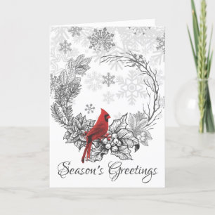 Cartes Pour Fêtes Annuelles Bonnes Fêtes de couronnes et d'oiseaux rouges hive