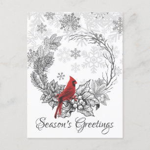 Cartes Pour Fêtes Annuelles Bonnes Fêtes de couronnes et d'oiseaux rouges hive