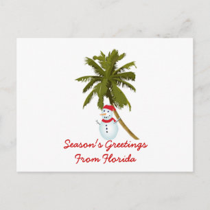 Cartes Pour Fêtes Annuelles Bonnes Fêtes de Floride, palmier de Snowman