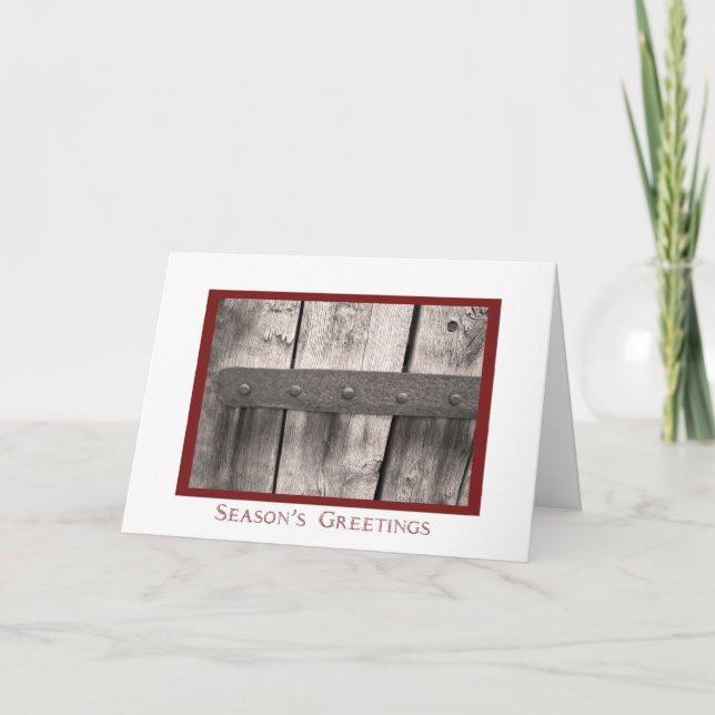 Cartes Pour Fêtes Annuelles Bonnes Fêtes de porte de grange rustique (Devant)
