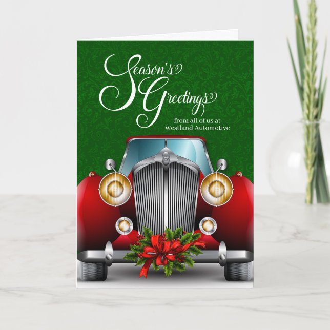 Cartes Pour Fêtes Annuelles Bonnes Fêtes de voiture Red Classic Business (Devant)