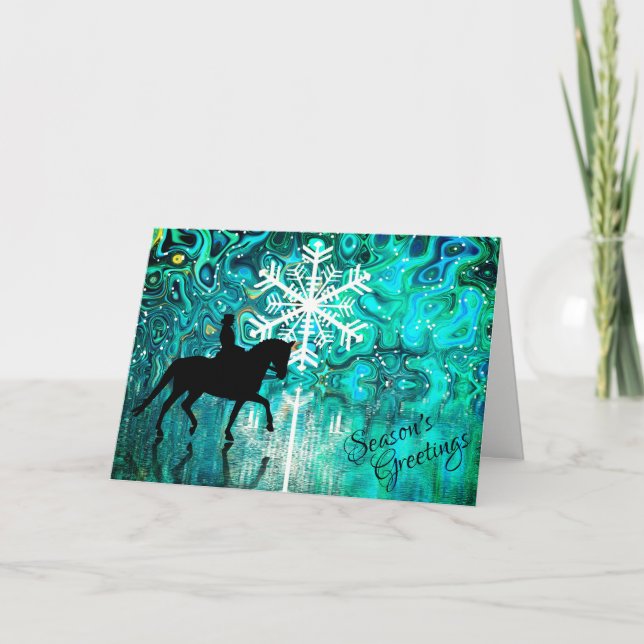 Cartes Pour Fêtes Annuelles Bonnes Fêtes Dressage Cheval Noël (Devant)