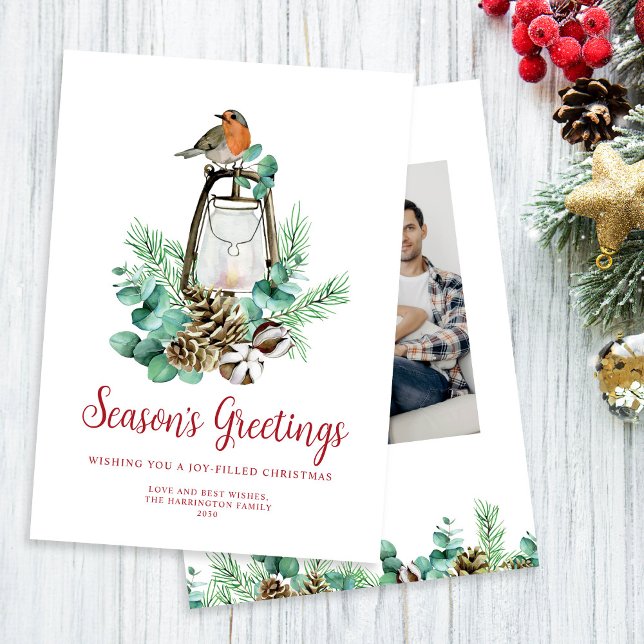 Cartes Pour Fêtes Annuelles Bonnes Fêtes du feuillage de Noël Photo blanche (Créateur téléchargé)
