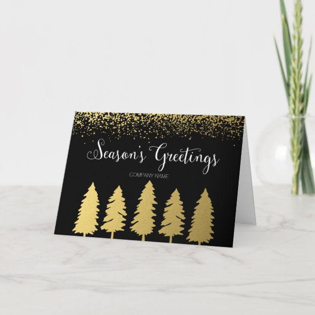 Cartes Pour Fêtes Annuelles Bonnes Fêtes Faux Gold Trees (Devant)