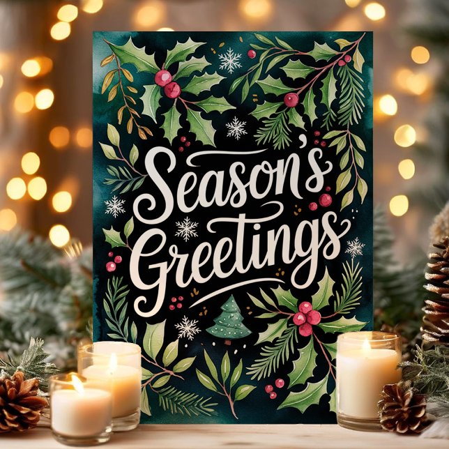 Cartes Pour Fêtes Annuelles Bonnes Fêtes Festive Aquarelle Noël (Créateur téléchargé)