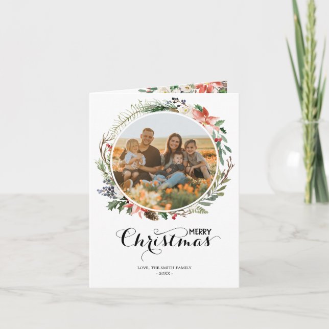 Cartes Pour Fêtes Annuelles Bonnes Fêtes florales de Noël 2 Photo (Devant)