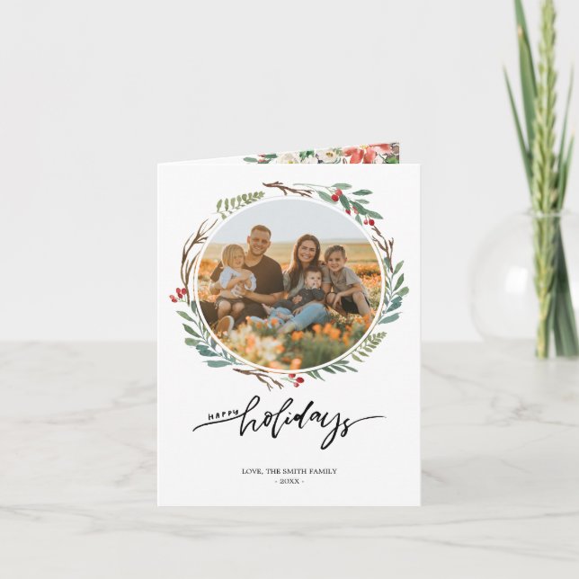 Cartes Pour Fêtes Annuelles Bonnes Fêtes florales de Noël 2 Photo (Devant)