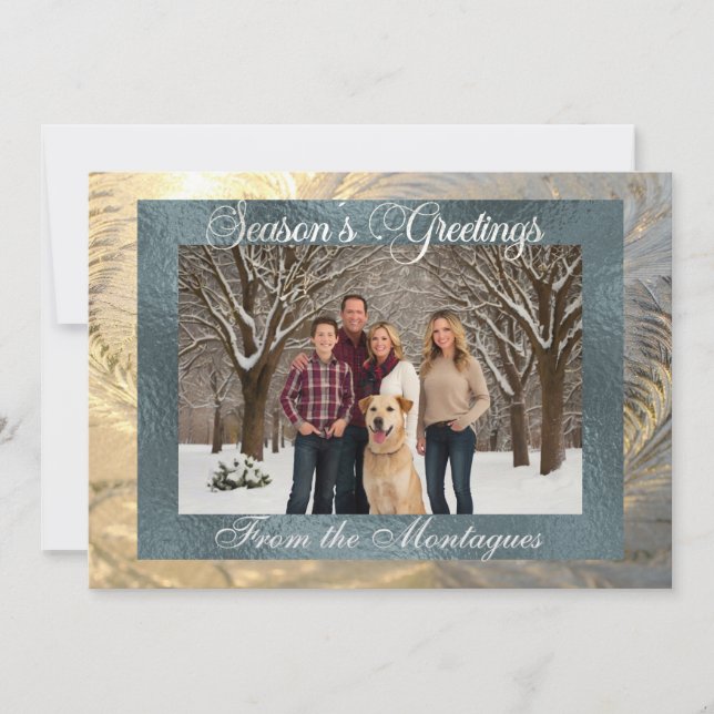 Cartes Pour Fêtes Annuelles Bonnes Fêtes Frontière de givre avec photo (Devant)