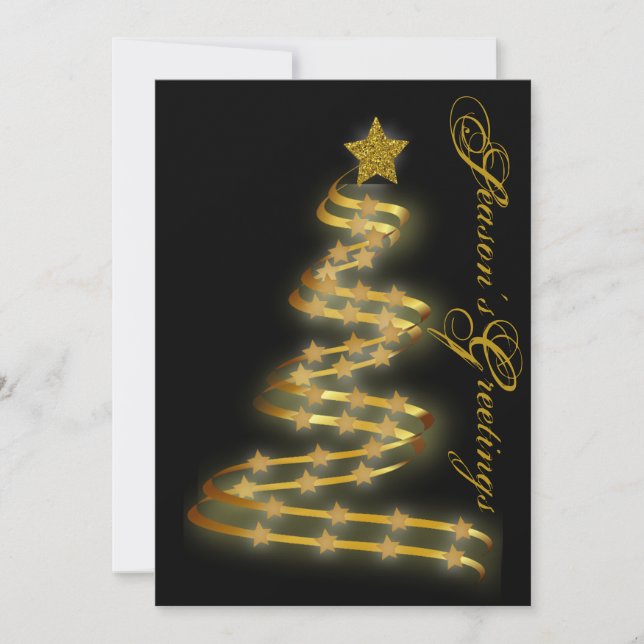 Cartes Pour Fêtes Annuelles Bonnes Fêtes Gold Tree étoiles Abstrait (Devant)