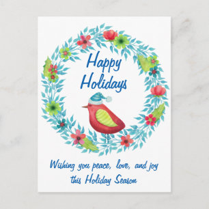 Cartes Pour Fêtes Annuelles Bonnes fêtes guirlande mignonne de fleur avec