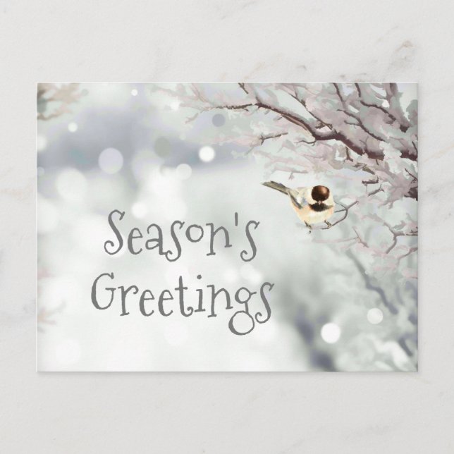 Cartes Pour Fêtes Annuelles Bonnes Fêtes mignonnes Frost d'hiver Oiseaux (Devant)