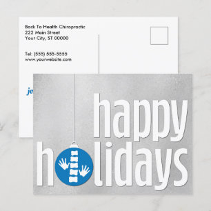 Cartes Pour Fêtes Annuelles Bonnes Fêtes modernes Silver Blue Chiropractic