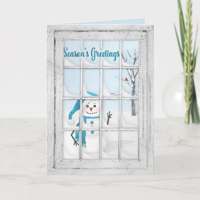 CARTES POUR FÊTES ANNUELLES BONNES FÊTES - NEIGE À TRAVERS LES PANNEAUX FENÊTR (Devant)
