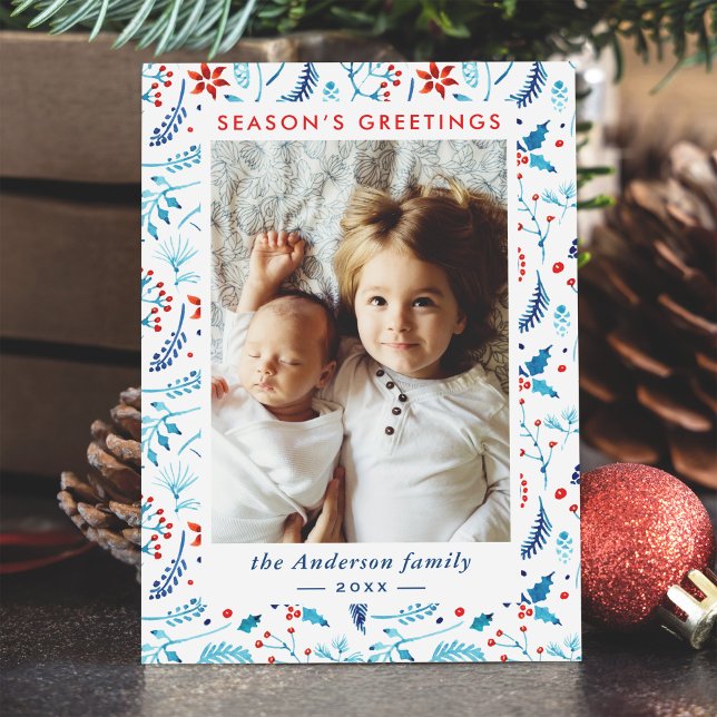 Cartes Pour Fêtes Annuelles Bonnes Fêtes Noël Berries d'hiver Photo (Créateur téléchargé)