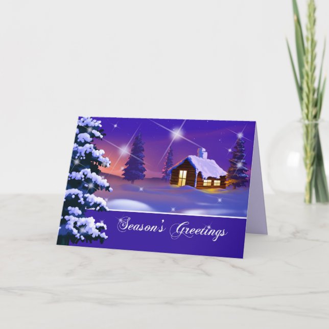 Cartes Pour Fêtes Annuelles Bonnes Fêtes. Noël du village de neige (Devant)
