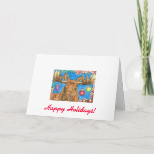Cartes Pour Fêtes Annuelles Bonnes fêtes orignaux avec des ornements