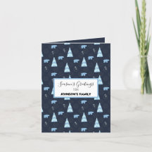 Bonnes Fêtes ours blancs motif bleu foncé