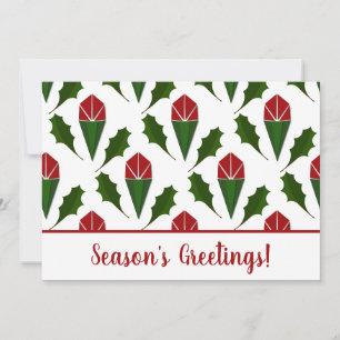 Cartes Pour Fêtes Annuelles Bonnes Fêtes personnalisées Roses rouges, Holly
